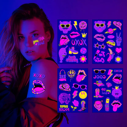 Autocollants de tatouage de fête au néon