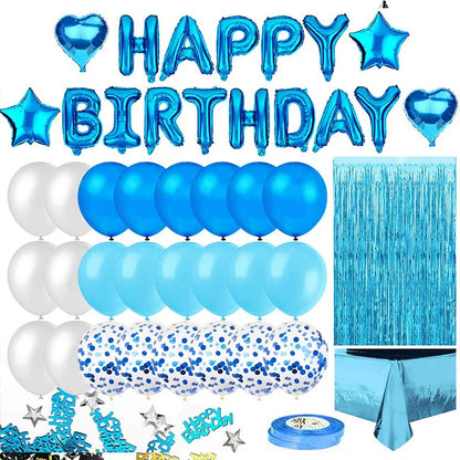Ensemble de décorations de fête d'anniversaire bleu