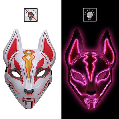 Masque d'Halloween en forme de renard lumineux à LED
