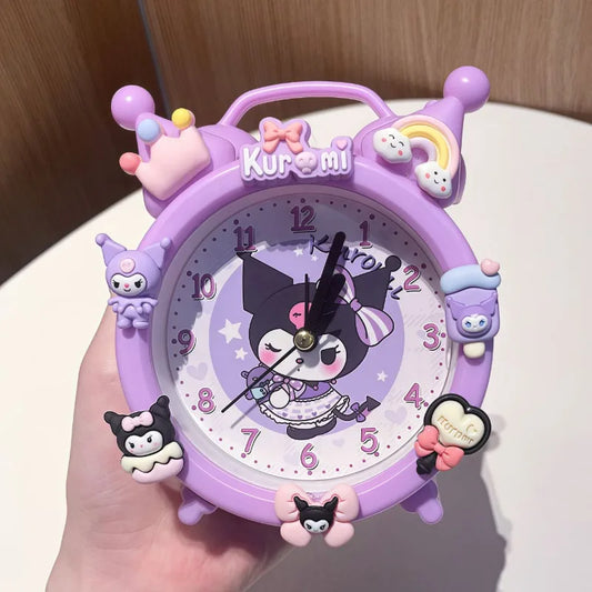 Kawaii-themed clock with character design held by a hand