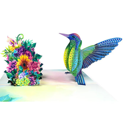 Carte de vœux pop-up 3D Colibri bleu