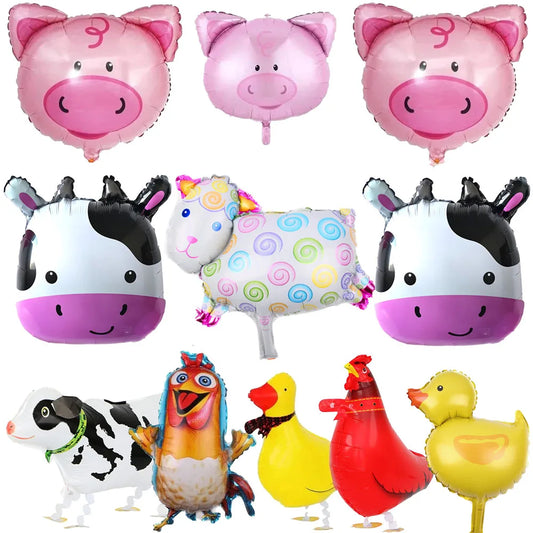 Ensemble de ballons de fête sur le thème des animaux de la ferme