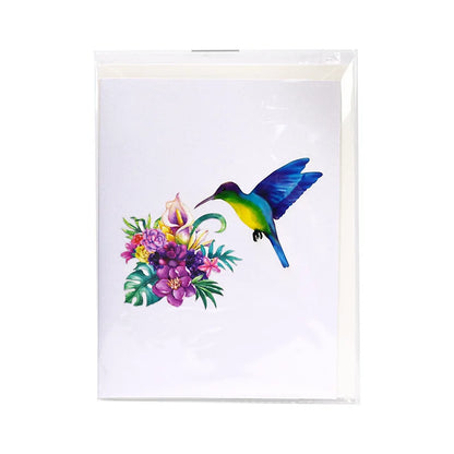 Carte de vœux pop-up 3D Colibri bleu