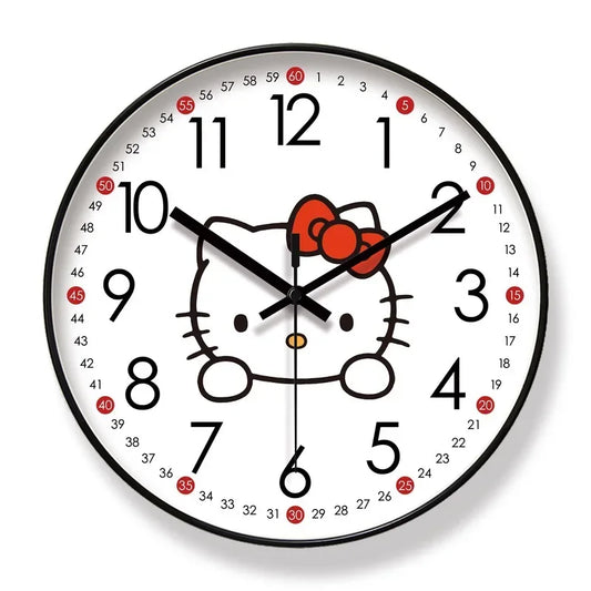 Wall clock with a cartoon character face design on a white background