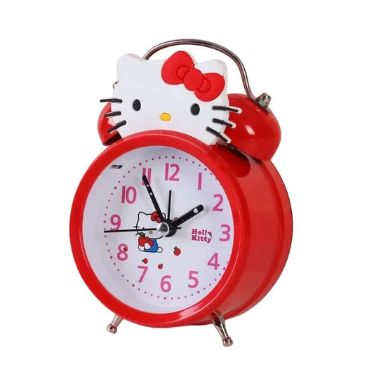 Hello Kitty-themed alarm clock with red case and white face