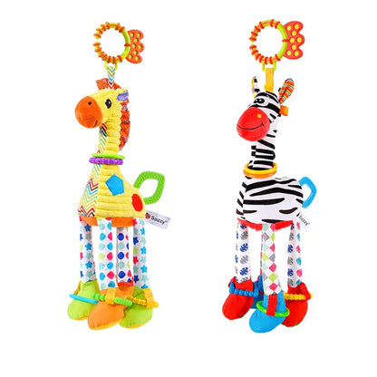 Hochets à main en peluche girafe zèbre pour bébés