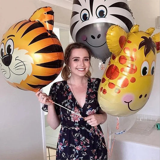 Ensemble de ballons en aluminium représentant des animaux de la jungle