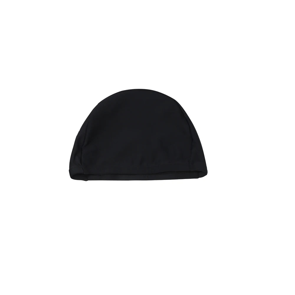 Black swim cap on a white background
