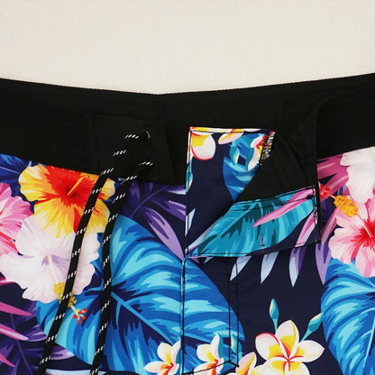 Close-up of a colorful floral-patterned garment with a pocket.