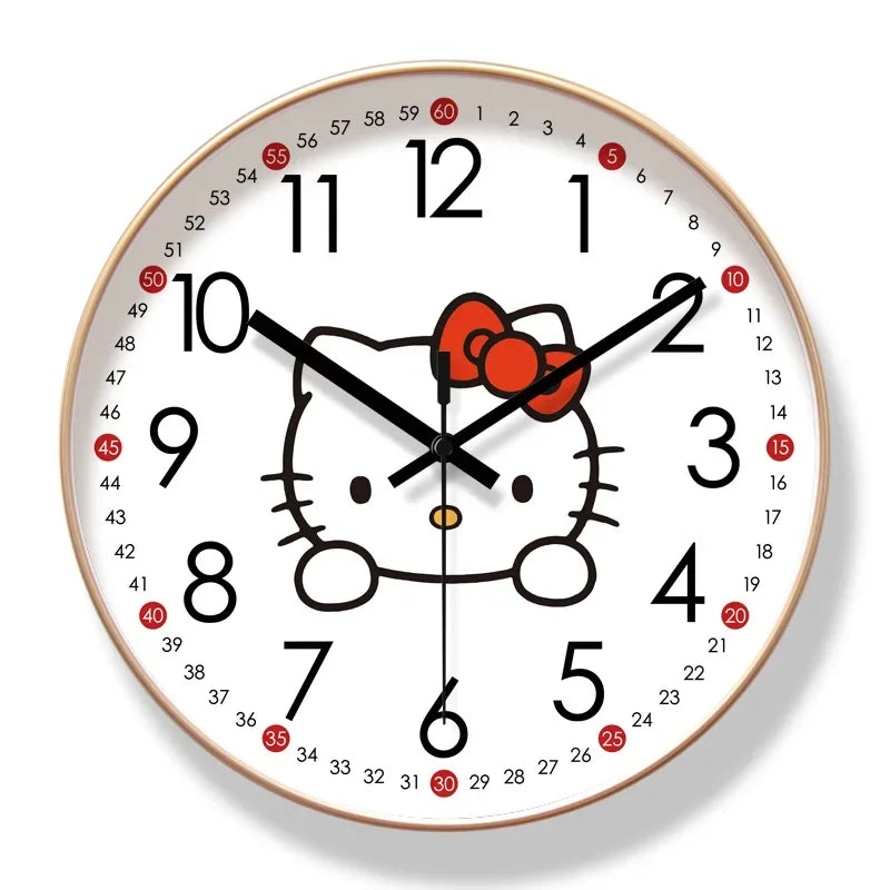 Wall clock with a cartoon character design on a white background