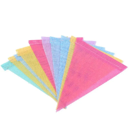 Bannières de fête colorées en toile de jute et lin