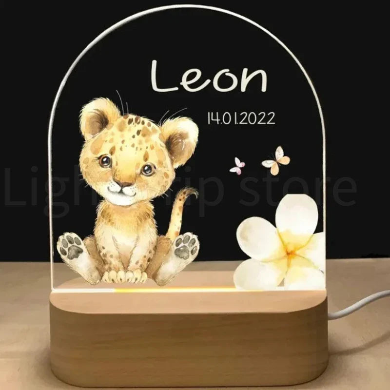 Veilleuse personnalisée bébé éléphant lion
