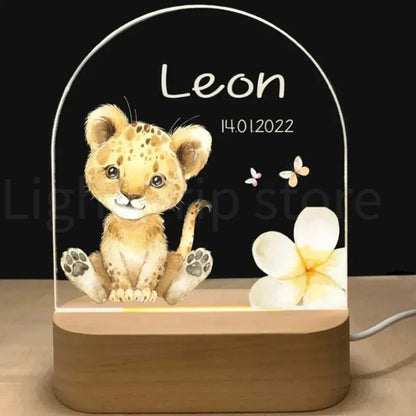 Veilleuse personnalisée bébé éléphant lion