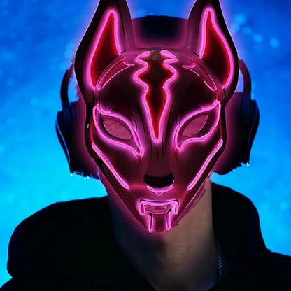 Masque d'Halloween en forme de renard lumineux à LED