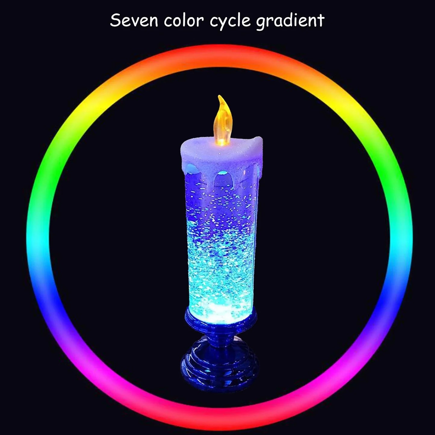 Bougies de Noël à LED avec changement de couleur pailleté sans flamme