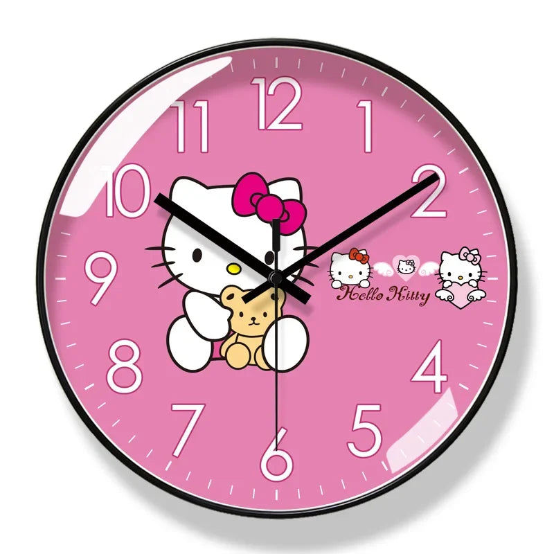 Hello Kitty wall clock with pink background
