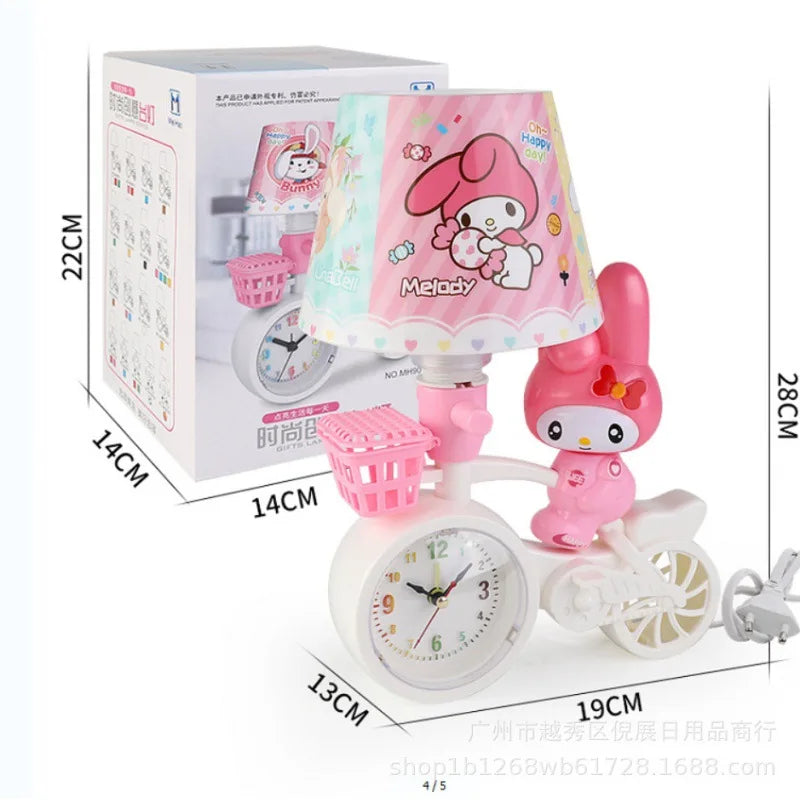 Cartoon character lamp with clock on a white background