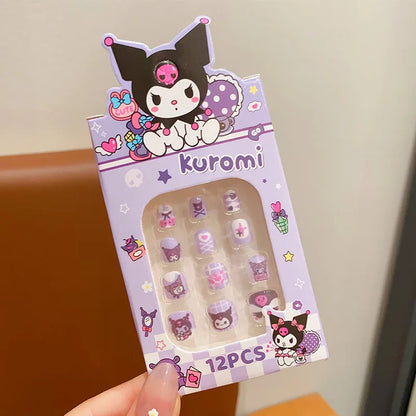 Kuromi nail art set packaging with cartoon character on a plain background