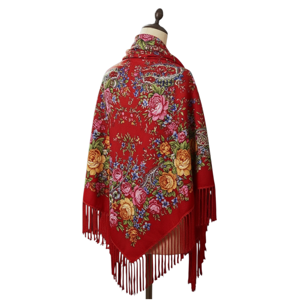 JJYANJIN Floral Print Scarf showcasing vibrant ethnic patterns, an essential boho style scarf accessory for year-round fashion and elegant layering.