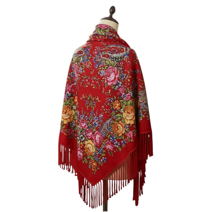 JJYANJIN Floral Print Scarf showcasing vibrant ethnic patterns, an essential boho style scarf accessory for year-round fashion and elegant layering.