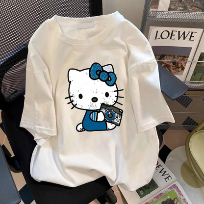 American Cool Hello Kitty Cotton Summer Unisex Tee Casual Fit - Cake Pops Parties