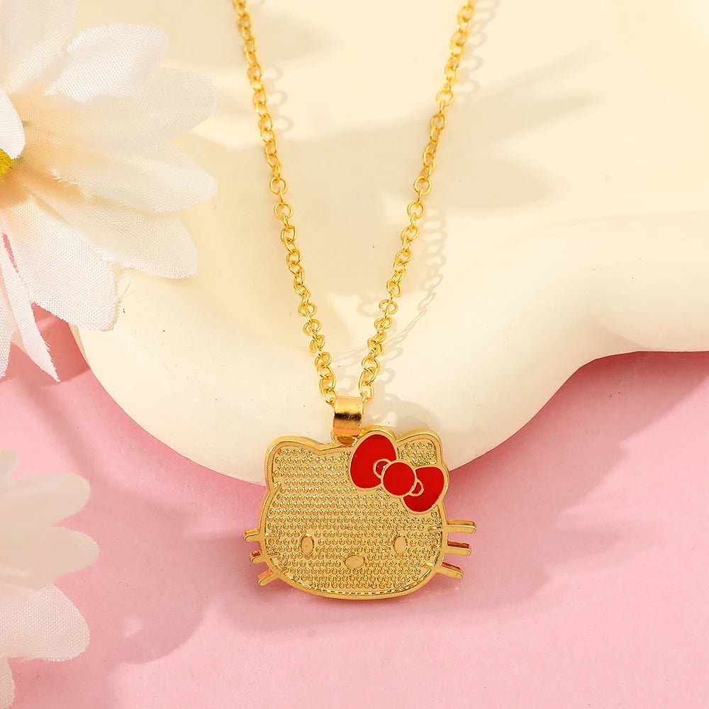 Anime Hello Kitty Kawaii Gold Necklace Sanrio Cat Pendant - Cake Pops Parties