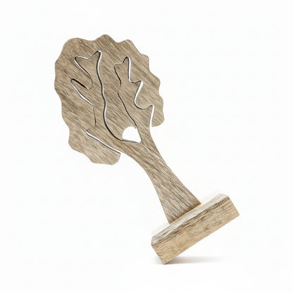 Close-up of the Lost In The Forest - Handcrafted Wooden Tree Decoration highlighting its intricate tree carving and smooth wood texture, making it a delightful addition to any festive setting. Suitable for Christmas Gift Home Fragrance.