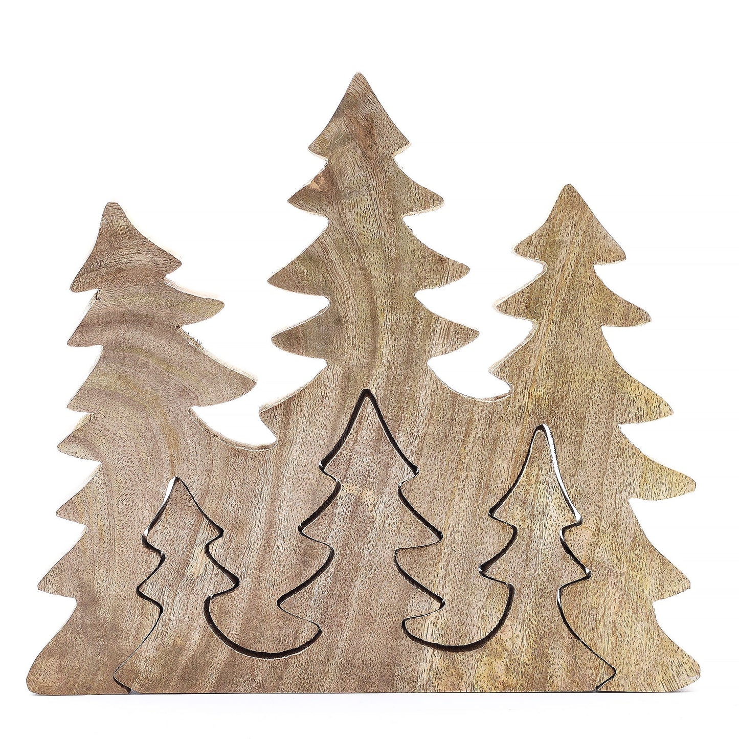 Lost In The Forest - Three Trees 3D Wooden Decoration with a natural wooden finish, featuring three tall pine silhouettes, ideal for enhancing your decor as a {{scent}} {{product_type}} – Christmas Gift Home Fragrance.