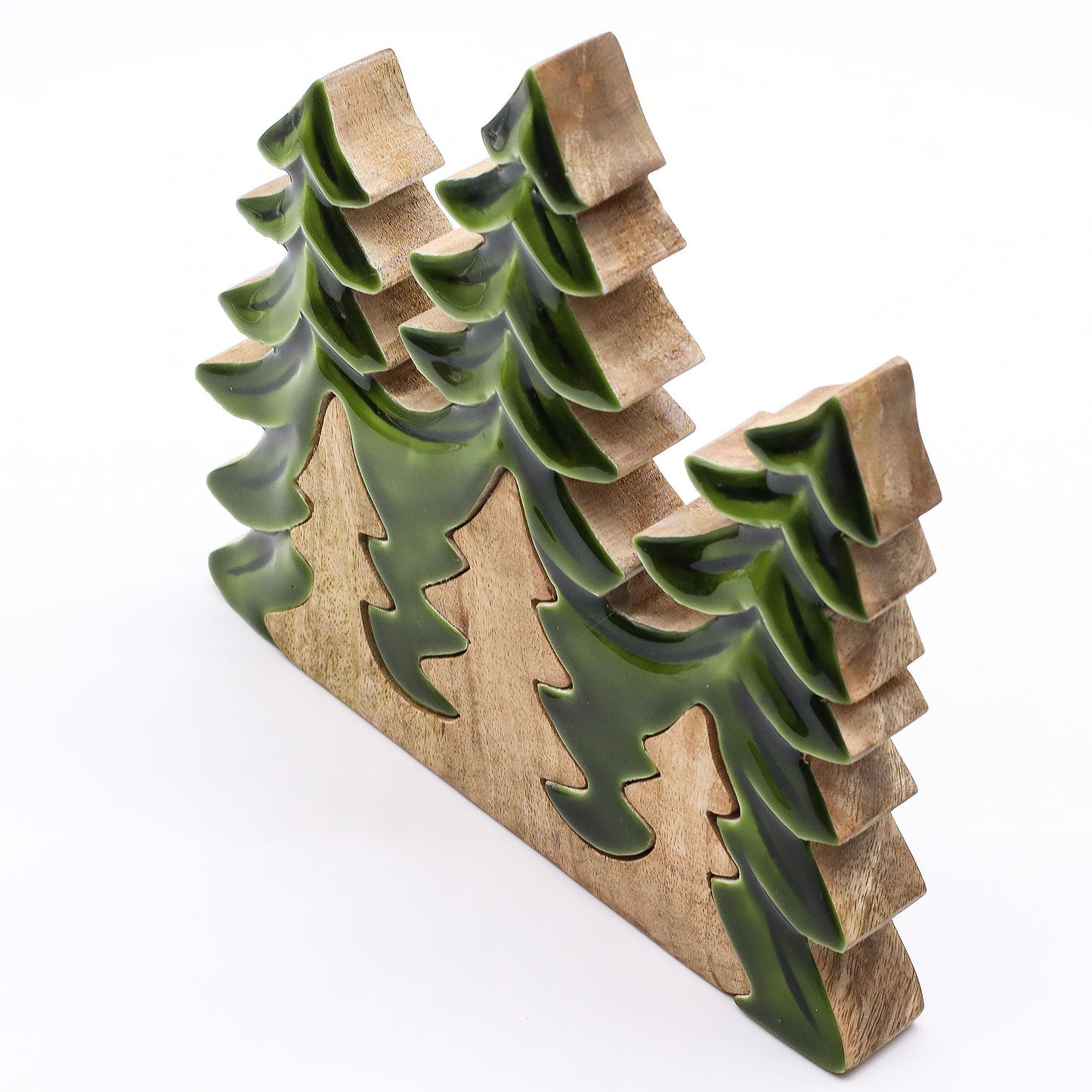 Another angle of the Lost In The Forest - Three Trees 3D Wooden Decoration - 20x23cm, focusing on the intricate layered design that brings a woodland charm to your decor. A great choice as a Christmas Gift Home Fragrance for nature lovers.