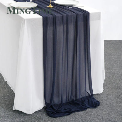 Blue Sheer Chiffon Table Runner - Cake Pops Parties
