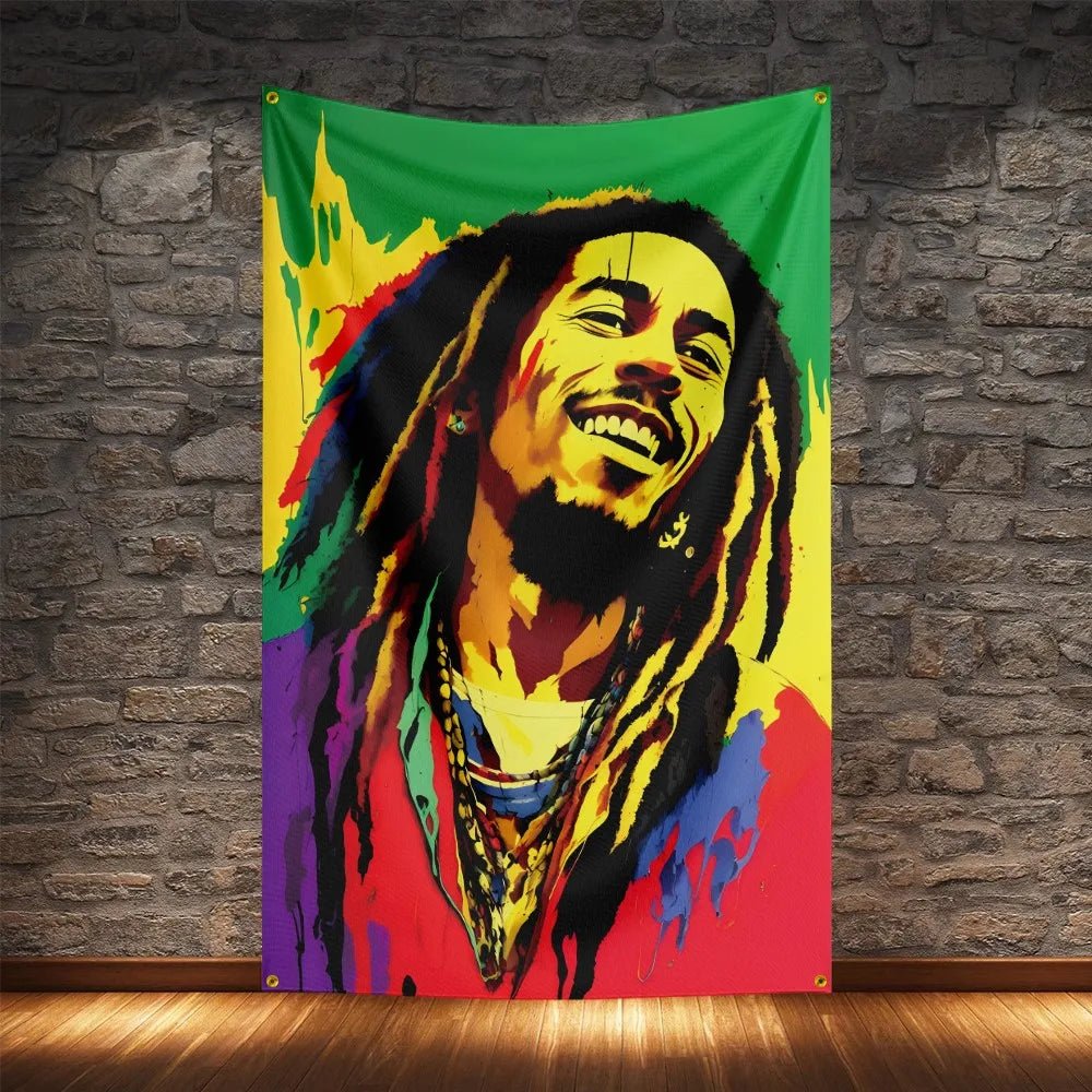 Bob Marley Reggae Music Flag - Polyester Tribute Banner - Cake Pops Parties