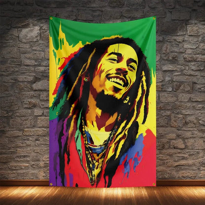 Bob Marley Reggae Music Flag - Polyester Tribute Banner - Cake Pops Parties
