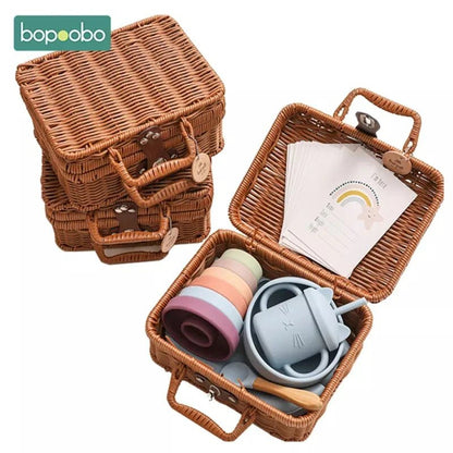 Bopoobo Baby Feeding Tableware & Rainbow Stacker Set - Cake Pops Parties