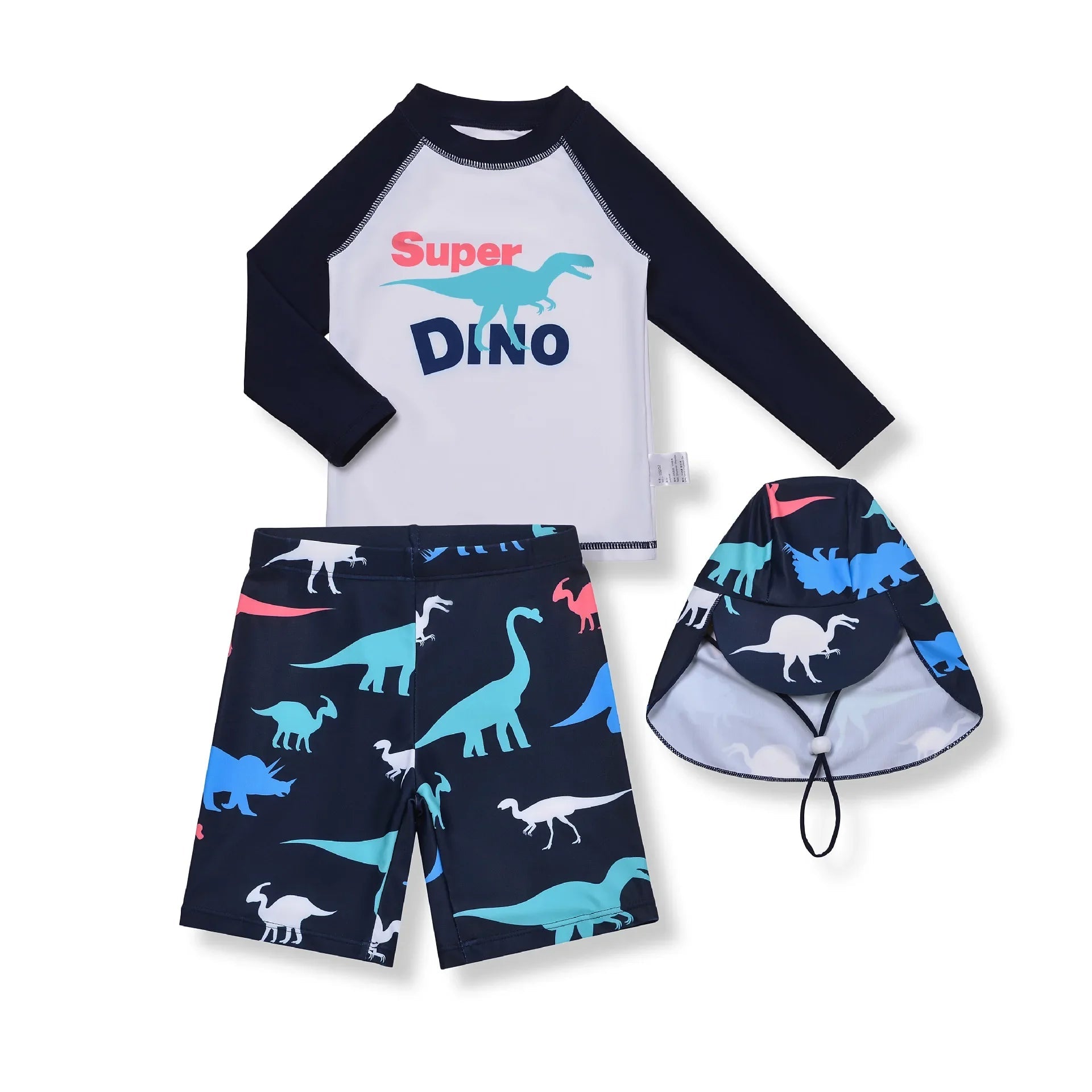 Boys UV Protection Swimsuit | 3pc Set with Cap and Swim Trunks - Cake Pops Parties