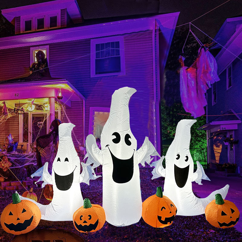 Décoration de vacances gonflable Halloween fantôme et citrouille