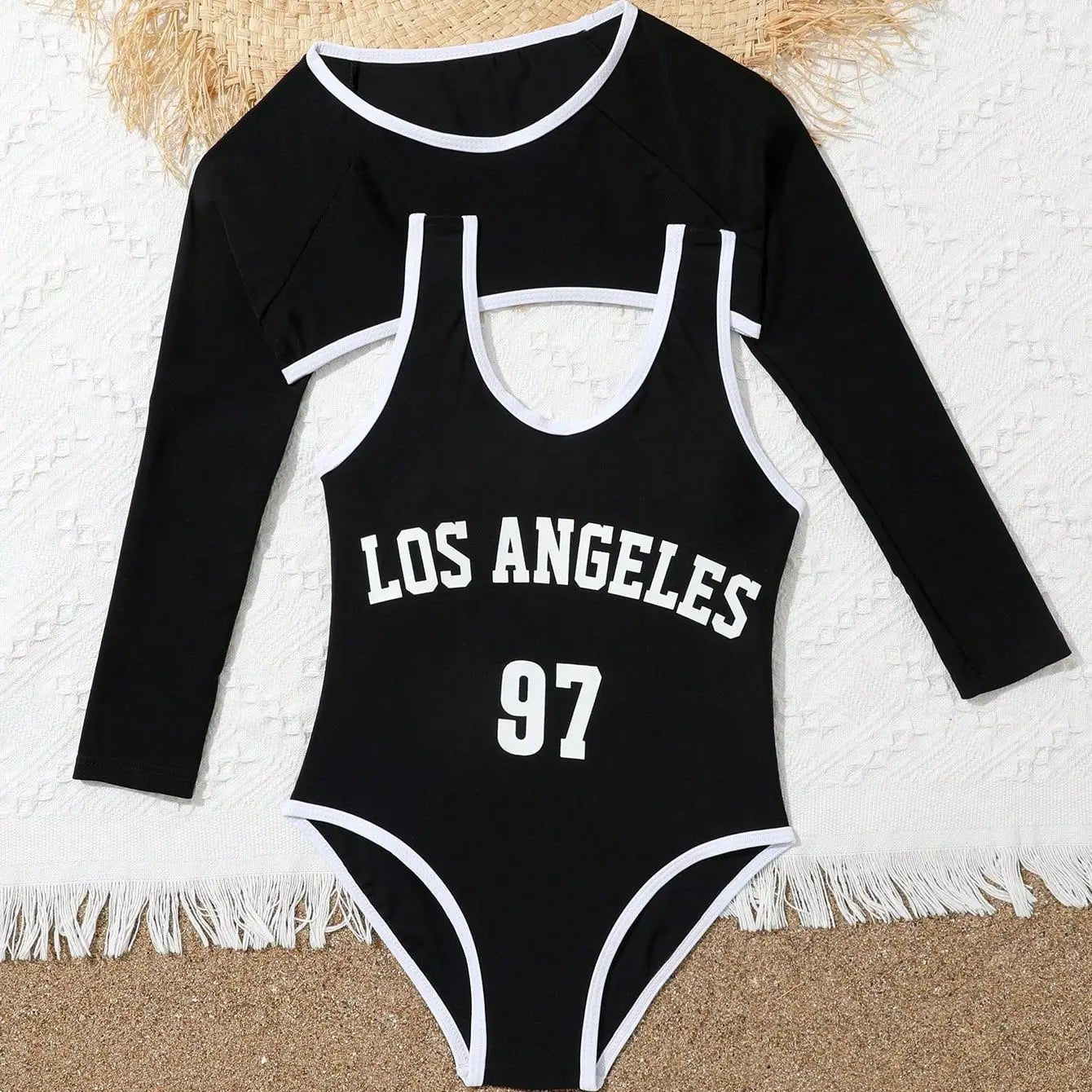 Children’s Long Sleeve Swimsuit | One Piece Design | Girls 7 - 12 Years - Cake Pops Parties