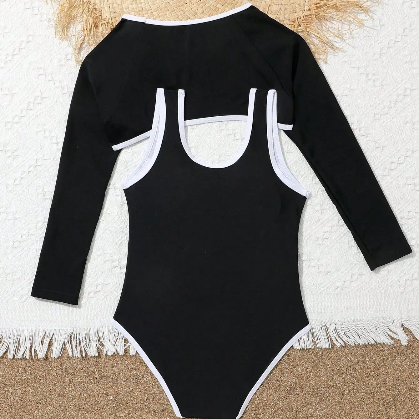 Children’s Long Sleeve Swimsuit | One Piece Design | Girls 7 - 12 Years - Cake Pops Parties