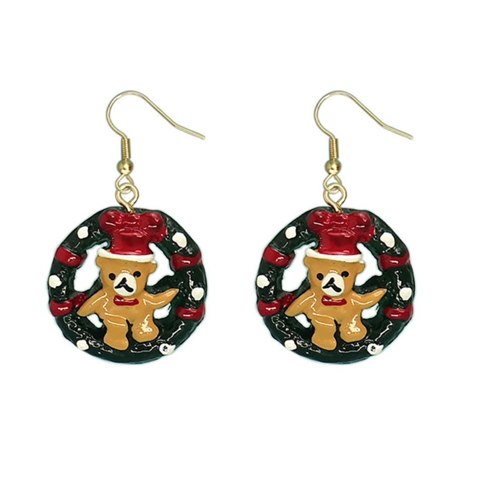 Christmas Cartoon Bear Circle Earrings - Cake Pops Parties