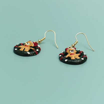Christmas Cartoon Bear Circle Earrings - Cake Pops Parties