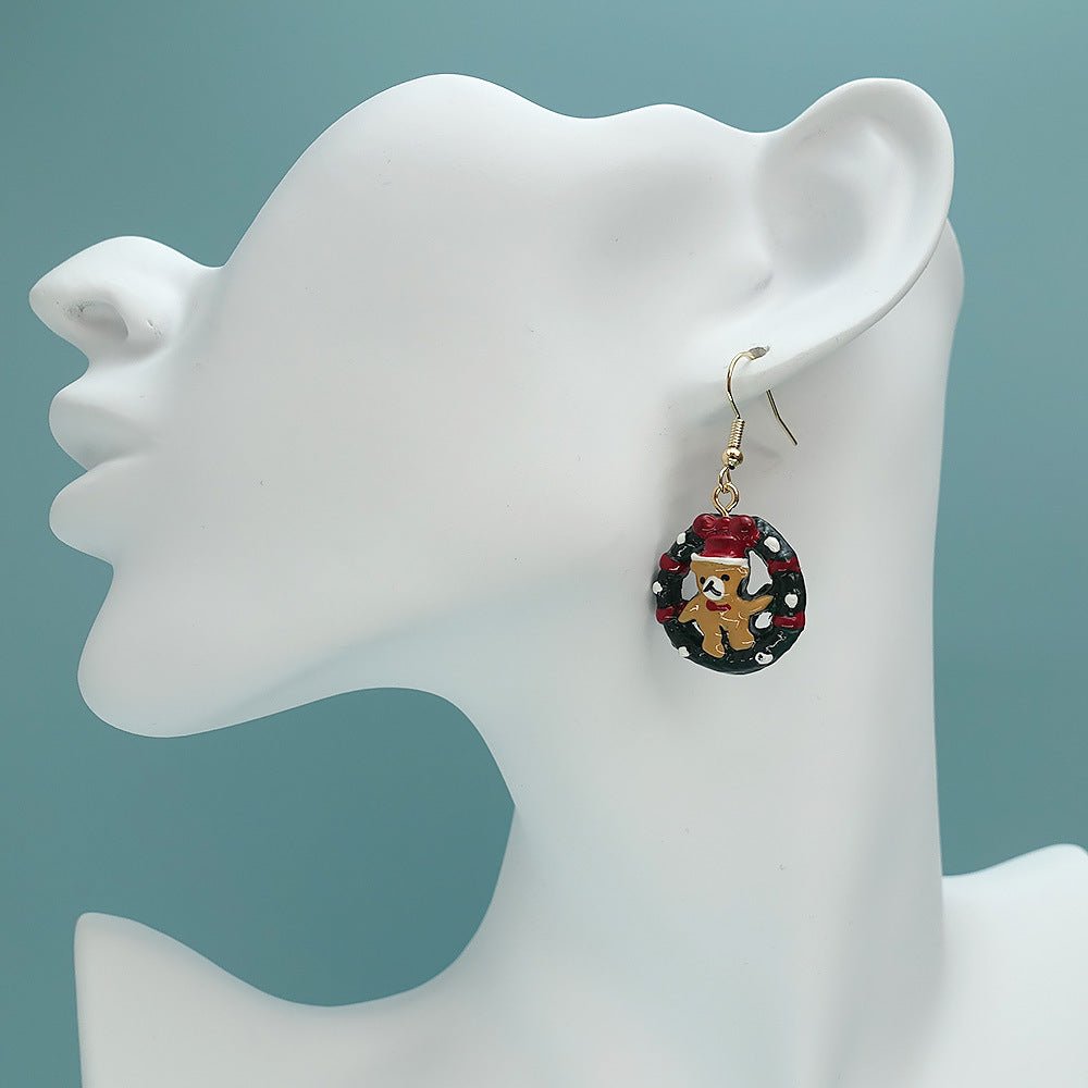 Christmas Cartoon Bear Circle Earrings - Cake Pops Parties
