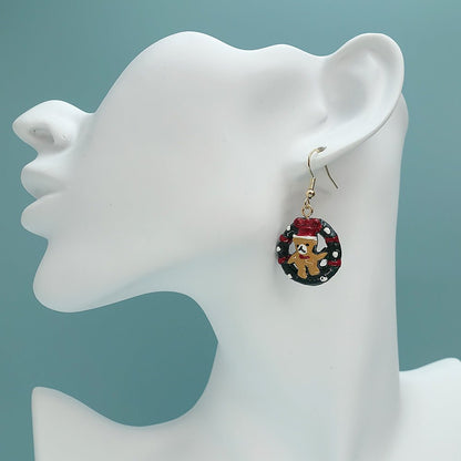 Christmas Cartoon Bear Circle Earrings - Cake Pops Parties