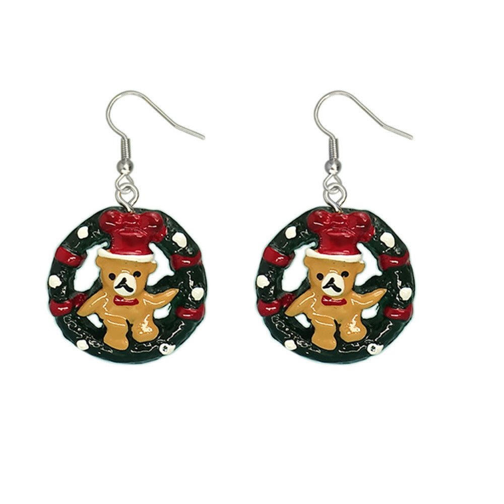 Christmas Cartoon Bear Circle Earrings - Cake Pops Parties