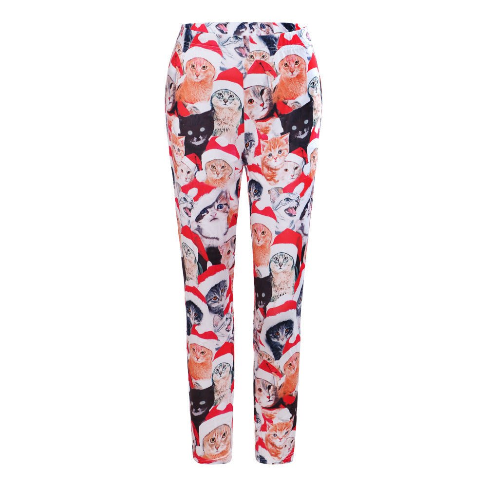 Christmas Costume Slim - fit Printed Trousers - Cake Pops Parties