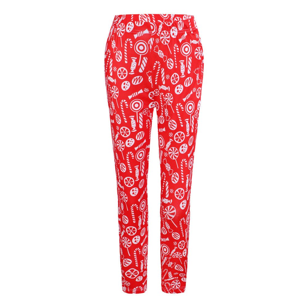 Christmas Costume Slim - fit Printed Trousers - Cake Pops Parties