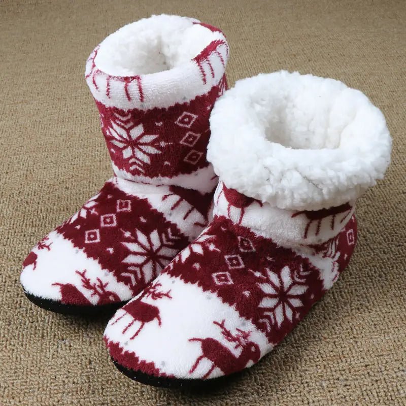 Christmas Elk Cozy Indoor Slippers - Cake Pops Parties