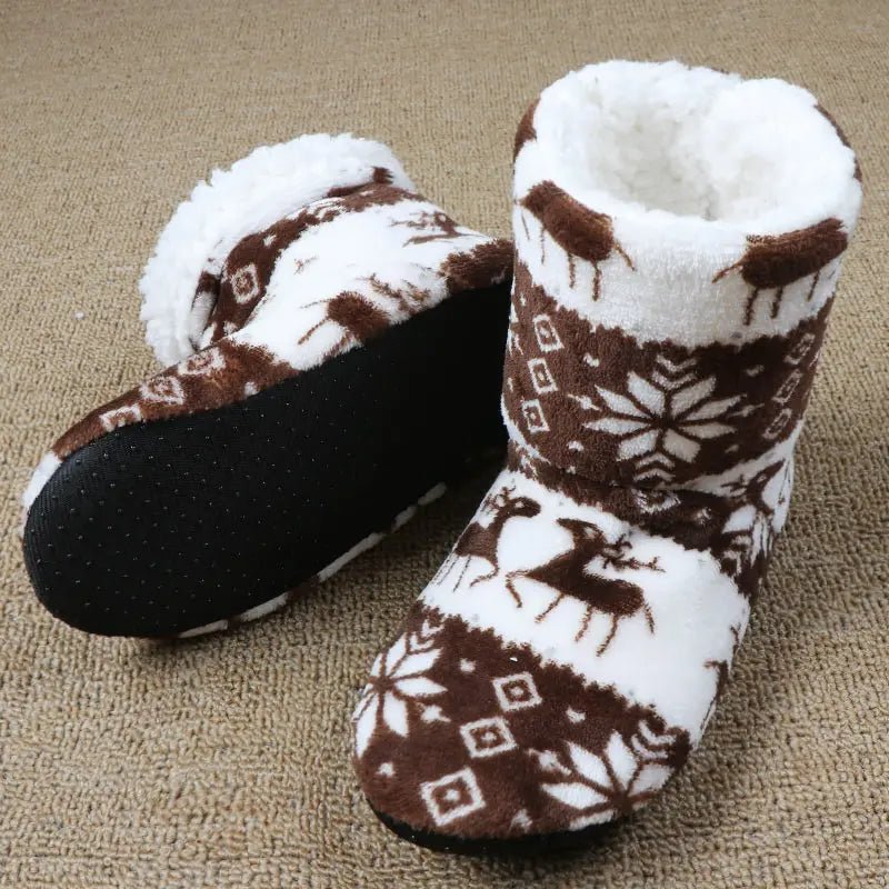 Christmas Elk Cozy Indoor Slippers - Cake Pops Parties