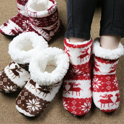 Christmas Elk Cozy Indoor Slippers - Cake Pops Parties