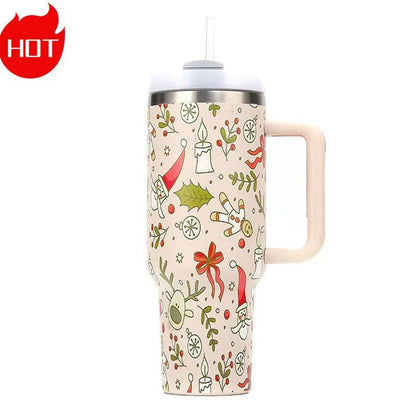Christmas Gift 40oz Stainless Steel Thermos Tumbler with Handle - Cake Pops Parties
