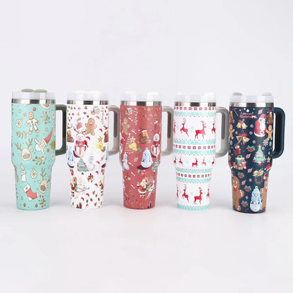 Christmas Gift 40oz Stainless Steel Thermos Tumbler with Handle - Cake Pops Parties