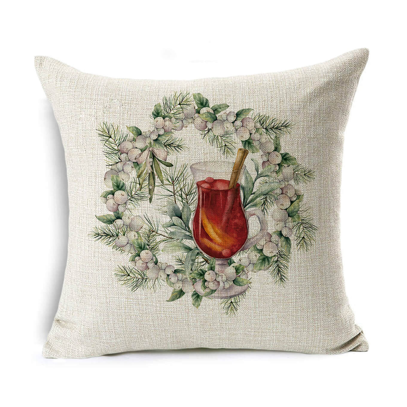 Christmas Linen Wreath Pillowcase - Cake Pops Parties